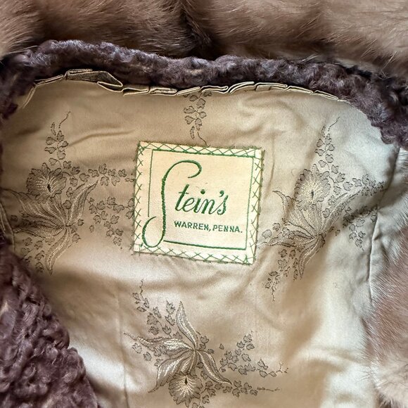 Vintage 60s Brown Persian Lamb Wool and Mink Fur Coat Size M-L - Picture 8 of 16